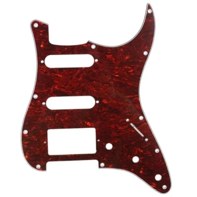 Imagen de Musiclily 11 Agujeros HSS Strat Pickguard Golpeador para Fender American/México Standard Stratocaster Estilo Moderno, 4 capas Red Tortoise
