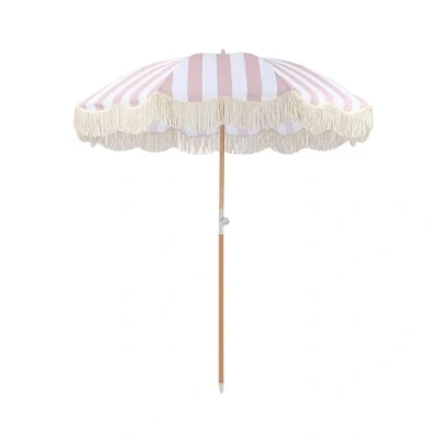 Imagen de 180cm Sombrillas Jardin Grandes Con Flecos Parasol Inclinación 8 Varillas Terraza Protección UV Impermeable Sombrilla Exterior Antiviento Bolsa De Transporte Para Terraz