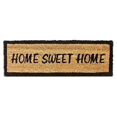 Imagen de Relaxdays Fußmatte Felpudo Sweet Home, Alfombrilla Entrada de Coco y PVC, Alfombra 75 x 25 cm Antideslizante, Color Natural, 60 120