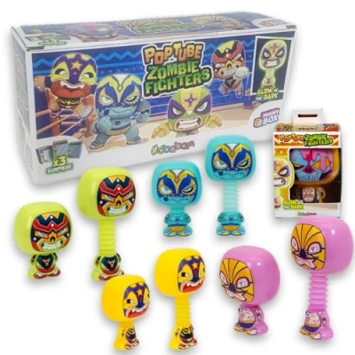 Imagen de #sbabam, Funny Box Poptube Zombie Fighters, Juegos para niños de quiosco, Juguete Halloween, Juguetes pequeños y Luminosos con Cuello Extensible, Monstruos Guerreros, Pack 3