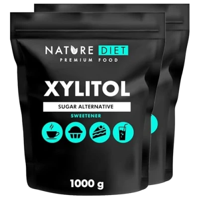 Imagen de Nature Diet Xylitol 2 x 1 kg 100% natural sustituto del azúcar edulcorante de origen vegetal bajo índice glucémico contenido calórico.