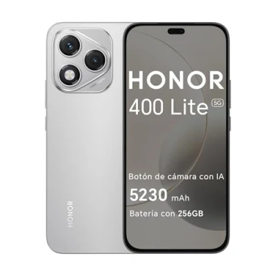 Imagen de HONOR 400 Lite 5G Smartphone de 8GB+256GB, Dual SIM NFC, 108MP con Botón IA, 6.7&#039;&#039;, Pantalla AMOLED protección la Vista, Batería 5230mAh, IP65&amp;SGS, MagicOS 9.0, Velvet Gray