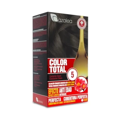 Imagen de ALEA Tinte Pelo Mujer Color Total Nº 5 Castaño Claro Coloración Permanente en Crema Aceite Argán y Tsubaki Cobertura de Canas Aclara 3 Tonos Cabellos Naturales