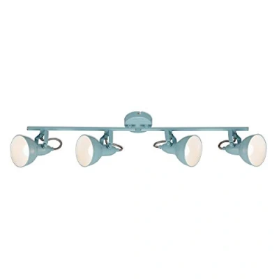 Imagen de Briloner Leuchten Techo, lámpara, focos con función de rotación y Giro, Retro/Vintage, 4 x E14, 40 vatios, Metal, Menta Blanco, 790 190mm (Lar Al), Mint weiß, 2049 040