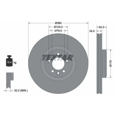 Imagen de TEXTAR 92316405 Disco de freno LAND ROVER: Range Rover Sport, Defender Van, 4