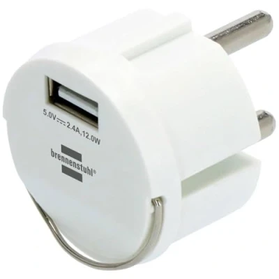 Imagen de Brennenstuhl USB socket Adapter (USB charger for use in nests, 2,4A, fits IP44 sockets and cable reels from Brennenstuhl, flat design)