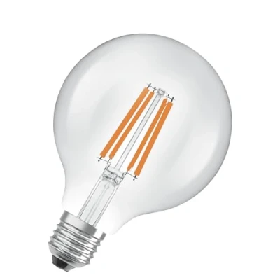Imagen de OSRAM con forma clásica Edison, filamento LED decorativo, A, E27, 5 W, 1055 lm, 4000 K, blanco frío. Sin calentar, 100% luz inmediatamente. Parpadeo bajo.