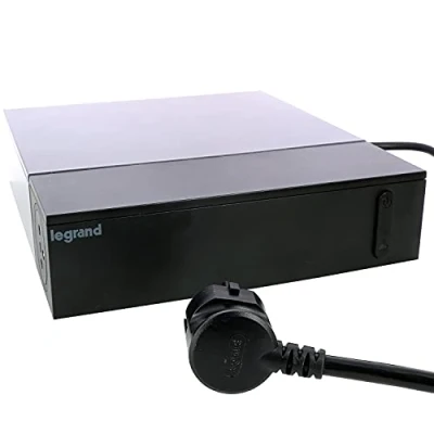 Imagen de LEGRAND Regleta para Espacio de televisión, 4 Tomas con Tierra + sin Carcasa Cables Collar autoagarrante, pararrayos Interruptor, Cable 2 m, diseño Premio, Color