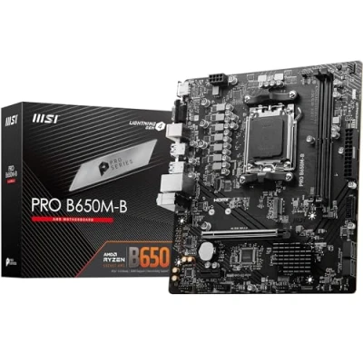 Imagen de MSI Pro B650M B Placa Base Micro ATX, Compatible con procesadores AMD Ryzen 7000 Series, AM5 DDR5 Memory Boost 6800+MHz/OC, 1 x PCIe 4.0 x16, M.2 Gen4, 2.5G LAN