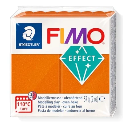 Imagen de STAEDTLER 8010 41 FIMO Effect Arcilla de modelado polimérica endurecida al horno, naranja metálico (1 bloque 57 g)