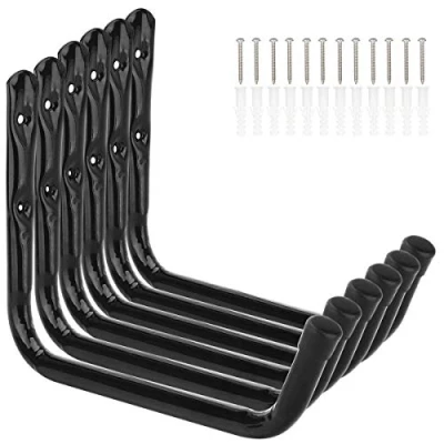 Imagen de pipabiba 6 ganchos de almacenamiento escalera para garaje, perchas brazo 28 cm montaje en pared alta resistencia, capacidad 25 kg