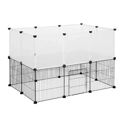 Imagen de EUGAD Recinto para Cobayas Parque Conejos Vallas Jaula Mascotas Hámster Gatito Cachorros Metálica con Puerta DIY 20 Paneles (35x35cm/panel) Blanco 107 x 72 cm 0005WL