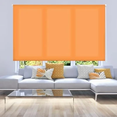 Imagen de ECOMMERC3 Estor Enrollable Translúcido Liso 180x250 Ancho x Alto Medida Tela 177x245 Fácil Instalación a Pared o Techo Naranja