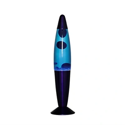 Imagen de lámpara de lava azul, decorativa pequeña, luz ambiente, 36 cm, G9 30 W con interruptor cable, bombilla incluida, idea regalo, mini lava, retro