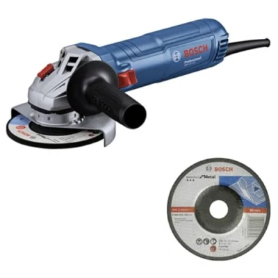 Imagen de Bosch Professional amoladora angular con cable GWS 12 125 (Ø del disco: mm, potencia 1200 W, protección re arranque, incl. disco lija, caperuza prot., tuerca apriete, empuñadura auxiliar estándar)