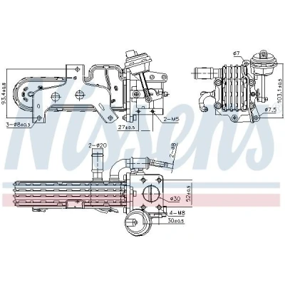 Imagen de NISSENS 989420 Enfriador EGR con bypass de depresión SEAT: Leon II Hatchback, Toledo 2 Limousine, Altea XL, VOLKSWAGEN: Golf 5, Touran I