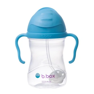 Imagen de b.box Vaso con Pajita para Niños Infantil Beber Desde Cualquier Ángulo Tapa Abatible, Ponderada, Antifugas, Agarre Fácil Botella 6m+ 240 ml