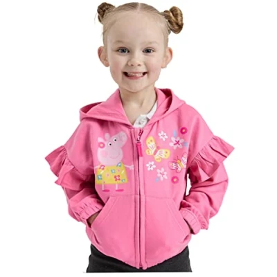 Imagen de Peppa Pig Chaqueta con capucha y cremallera para niñas, Pig, 3 4 años