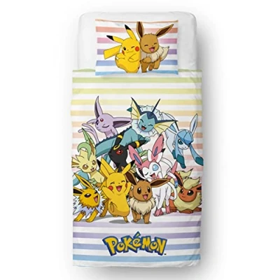 Imagen de Pokemon Juego de Funda edredón con Licencia Oficial, Ropa Cama Reversible 2 Caras Almohada a Juego, Individual Character World Brands polialgodón