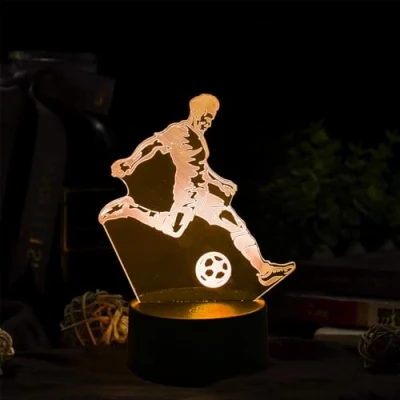 Imagen de Deluisho Lámpara Fútbol, Luz Nocturna 3D, de Noche Lu z Estereoscópica 16 Colores con Mando a Distancia, Regalos Creativos para Niños y Aficionados al Fút bol