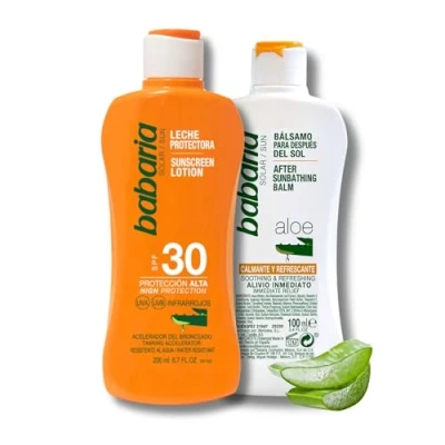 Imagen de BABARIA pack leche protectora solar spf 30 + bálsamo after sun calmante 100 ml