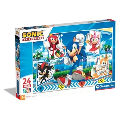 Imagen de Clementoni Sonic Supercolor Puzzle Infantil De 24 Maxi Piezas, para Niños 3 5 Años, Desarrolla La Concentraciòn Mentàl Y Logica, 28526, Multicolor