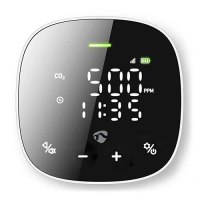 Imagen de SmartLife Monitor de calidad del aire Wi Fi Incluye pantalla Dióxido carbono (CO2) / Humedad/Temperatura Android/IOS Negro/Blanco