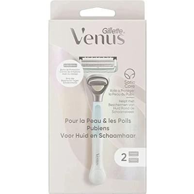 Imagen de Gillette Venus Para La Piel Y El Pelo Pubio, Afeitadora Mujer, Con 2 Cuchillas Afiladas Una Barra De Protección, Ayuda A Proteger Zona Sensible Del Jersey Fuego