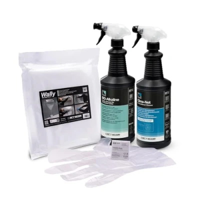 Imagen de ERRECOM Kit limpieza aire acondicionado, incluye detergente Clima Net 1L unidad interna y filtros, funda Wally, bioalcalino Bio Alkaline externa, guantes