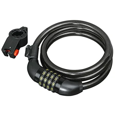 Imagen de Hama Candado para bicicleta con código de 4 dígitos, soporte, 120 cm largo, 1,2 diámetro, color negro