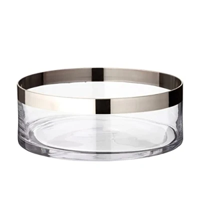 Imagen de EDZARD Bol/Tazón Grit, forma redonda, diámetro 25 cm, cristal soplado con borde de platino