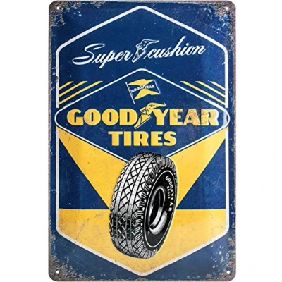 Imagen de Nostalgic Art Cartel de Chapa Retro Goodyear Super Cushion Idea Regalo para los Fans Coches, metálico, Diseño Vintage Decorativo, 20 x 30 cm