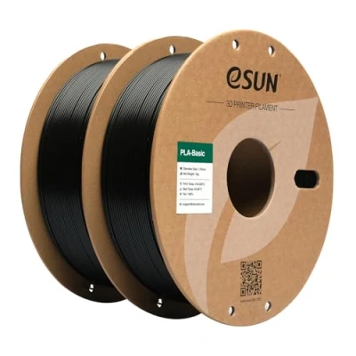 Imagen de eSUN PLA Filamento 1.75mm, Basic Precisión Dimensional +/ 0.05mm, 1KG por Carrete, 2 Carretes para 3D Impresoras,Negro y Negro