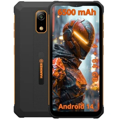 Imagen de Hammer Iron Steel Lite sin Contrato Robusto, Resistente al Agua, Dual SIM, Potente batería de 6500 mAh, 64GB + 4GB RAM, Android 14, cámara 13 Mpx con Sensor visión Nocturna, 300 Horas en Espera
