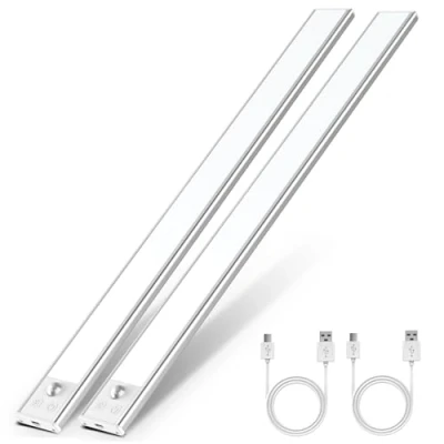 Imagen de OUILA Luz de Armario con Sensor Movimiento 2500mAh Recargable Nocturna, 41CM Regulable Lampara LED Adhesiva para Gabinete, Pasillo, Escalera, Sótano, Cocina, Garaje 2PCS