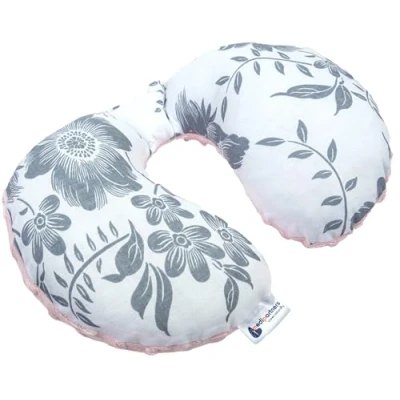 Imagen de NECK PILLOW Soporte Cuello 100% Algodón/Minky Medi Partners Bebé Cojín cervical para coche Paseante Viaje dormir Almohada snooze roll (Berry con rosa claro Minky)