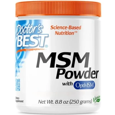 Imagen de Doctor&#039;s Best, MSM Powder (MSM en Polvo) con OptiMSM, 250g de Polvo vegano, Probado Laboratorio, Sin Gluten, Soja, Vegetariano