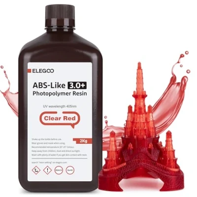 Imagen de ELEGOO Resina ABS Like 3.0 Plus 3.0+, para Impresora 3D con Alta Dureza y Tenacidad, Fotopolímera de Curado Rápido UV 405nm, Impresión LCD/DLP, Rojo Claro 2000G