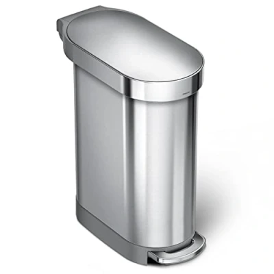 Imagen de simplehuman CW2044 cubo estrecho con pedal, acero inoxidable cepillado, 45 L