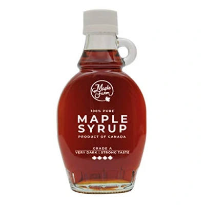 Imagen de Jarabe de Arce Grado A (Very Dark, Strong taste) 189ml (250g) Miel Sirope Original maple syrup