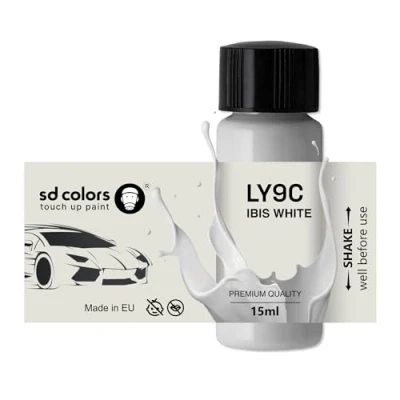 Imagen de SD COLORS IBIS WHITE LY9C Pintura para retocar (15 ML, reparar arañazos, código de color LY9C, BLANCO)