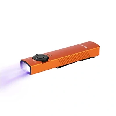 Imagen de OLIGHT Arkfeld UV Diseño de Doble Fuente Luz con Blanca y Recargable EDC Linterna Adecuado para al Aire Libre, el Trabajo Emergencia (Blanco Frío（CW）, Naranja)