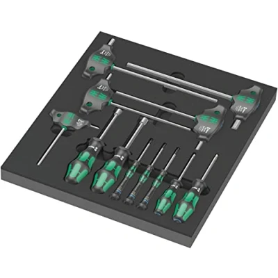 Imagen de Wera 05150104001 9713 Depósito de espuma juego destornilladores Hex Set 1, 12 piezas, Negro verde