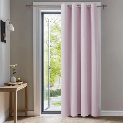 Imagen de Deconovo Cortina Opaca 1 Pieza para Dormitorio Salon, Cortinas Termicas Aislantes Frio y Calor Certificación OEKO TEX140 x 260 cm Rosa Claro