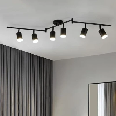 Imagen de Leselux Focos LED Interior Techo Orientables, Moderno Lámpara de 6 Negro, Aplique GU10, Plafón Ajustables y Giratorios para Salon Cocina Dormitorio, Sin Bombillas