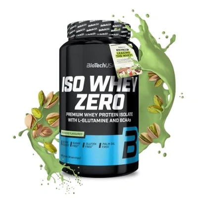 Imagen de BioTechUSA Iso Whey Zero Premium Protein Isolate Grass Fed Enzyme Free Sugar and Gluten free, 908 g, Pistacho