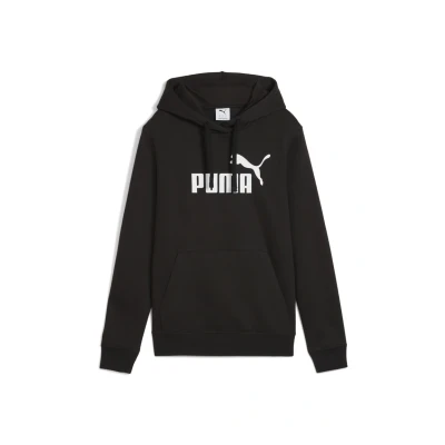 Imagen de PUMA Sudadera con capucha Essentials Comfort logo n.º 1 para mujer, Ropa, Negro, L