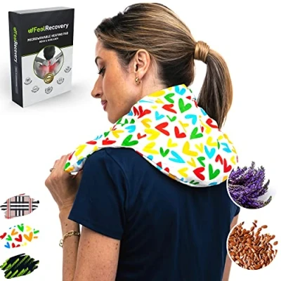 Imagen de Saco Térmico Semillas Cervical Almohada Cuello para Calentar en Microondas (60x22 cm) Cojín de Bolsa Calor con Funda Lavable, Tela Algodón 100% y Olor a Lavanda