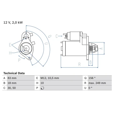Imagen de BOSCH 0 986 017 420 Motor de arranque 12 2 10 OPEL: Vectra C Berlina, Zafira A, Astra G CC, SAAB: 9 3 Hatchback, 5 Berlina