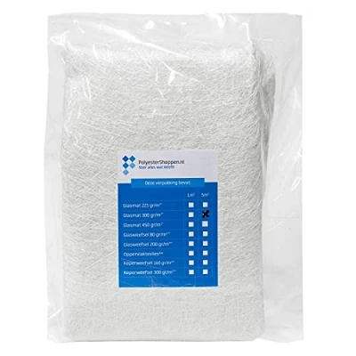 Imagen de POLYESTERSHOPPEN estera de fibra vidrio, tejido vidrio / CSM 5m2 300 gr/m2 Especial para resinas poliéster buena impregnación